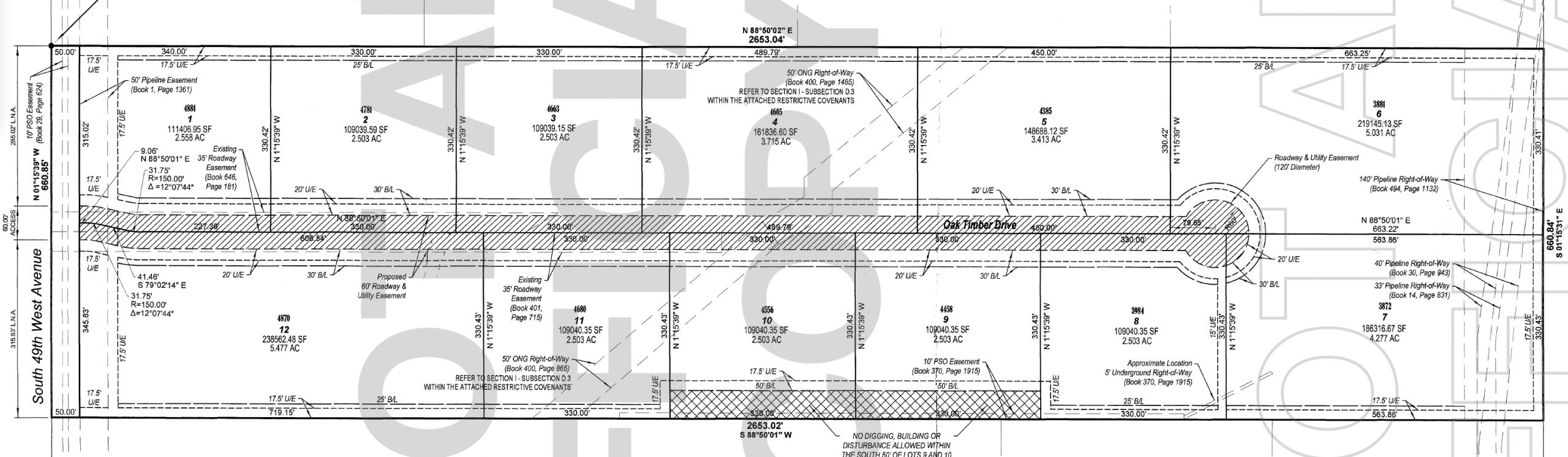 Plat and Covenants for Oak Timber Subdivision in Tulsa